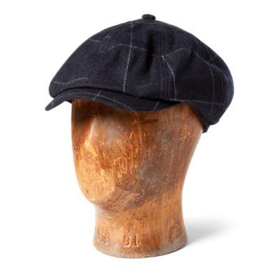 Ralph Lauren Checked Flannel Newsboy Cap Navy