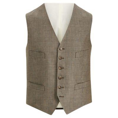 Ralph Lauren Glen Plaid Linen Vest Brown/tan