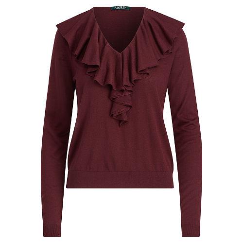 Ralph Lauren Lauren Ruffled V-neck Sweater