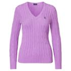 Polo Ralph Lauren Cable-knit Side-slit Sweater Laguna Pink