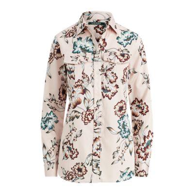 Ralph Lauren Floral Cotton Sateen Shirt Pink Multi