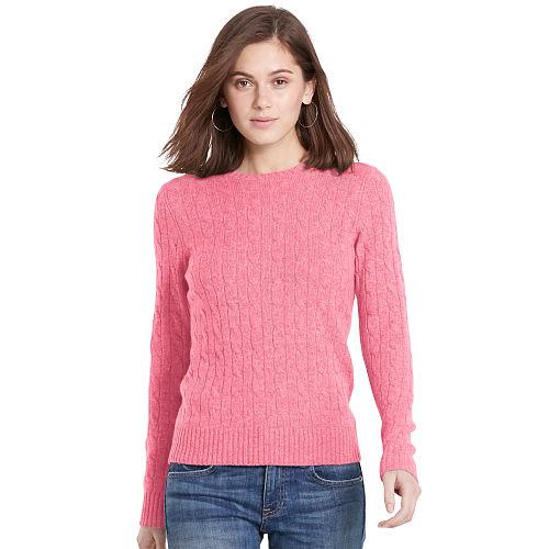 Polo Ralph Lauren Slim Cable Cashmere Sweater Candy Pink