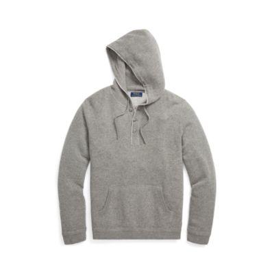Ralph Lauren Merino Wool Henley Hoodie Fawn Grey Heather