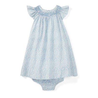Ralph Lauren Floral Smocked Dress & Bloomer Blue Multi 3m