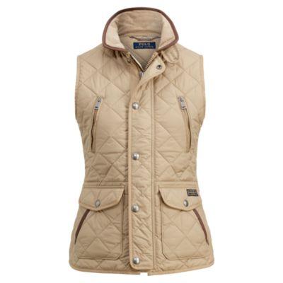 Ralph Lauren Quilted Mockneck Vest Stone