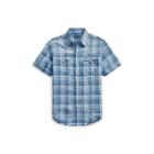 Ralph Lauren Classic Fit Plaid Linen Shirt Indigo/cream
