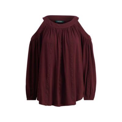 Ralph Lauren Jersey Cold-shoulder Top Red Sangria