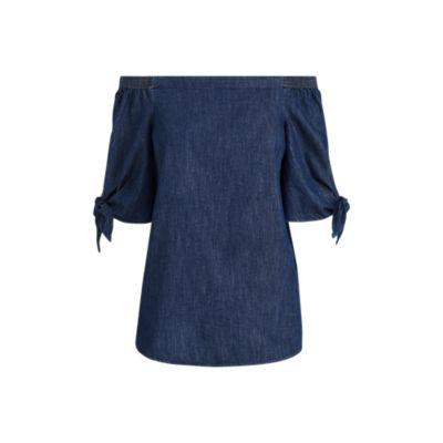 Ralph Lauren Denim Off-the-shoulder Top Expedition Blue Wash