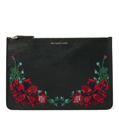 Polo Ralph Lauren Embroidered Leather Pouch