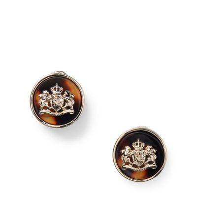Ralph Lauren Crest Earrings Gold/tort