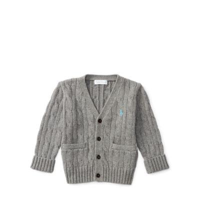 Ralph Lauren Cable-knit Cotton Cardigan Boulder Grey Heather 3m
