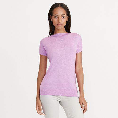 Ralph Lauren Lauren Silk-blend Cap-sleeve Sweater Hyacinth