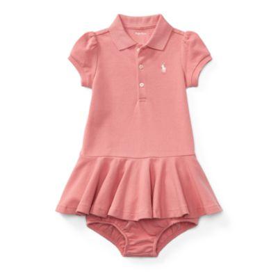 Ralph Lauren Cotton Polo Dress & Bloomer Rugby Pink 3m