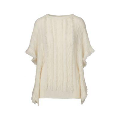 Ralph Lauren Fringed Cashmere Poncho Vanilla