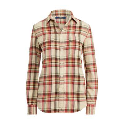 Ralph Lauren Relaxed Fit Twill Plaid Shirt 840 Wheat/cream