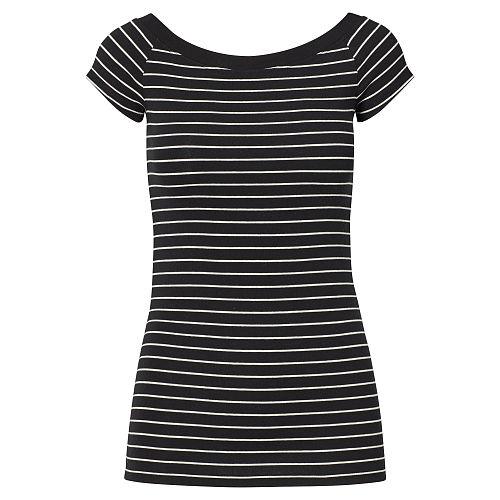 Ralph Lauren Lauren Cotton Off-the-shoulder Tee Polo Black/herbal Milk