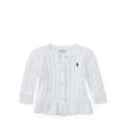 Ralph Lauren Cable Cotton Peplum Cardigan White 12m