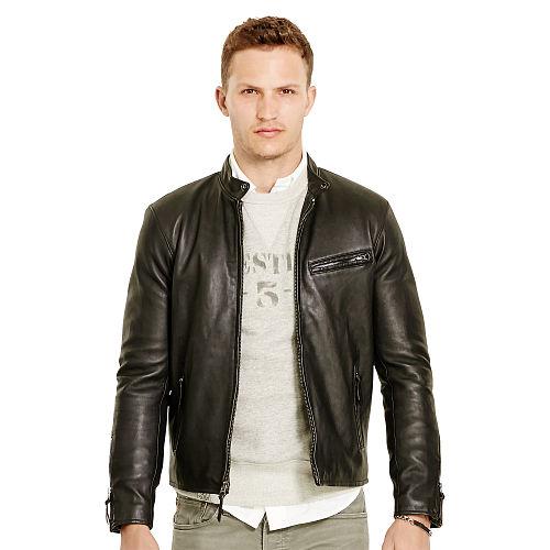 Polo Ralph Lauren Lambskin Caf Racer Jacket Polo Black