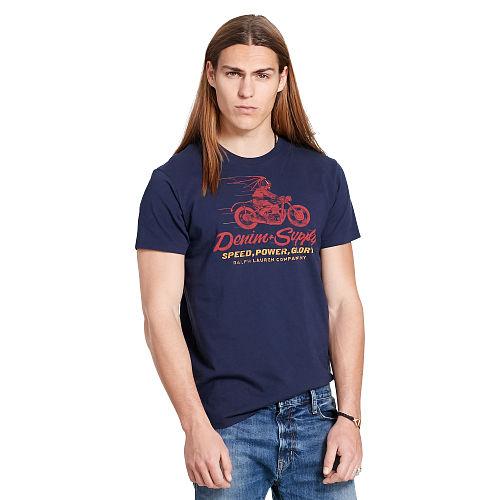 Ralph Lauren Denim & Supply Cotton Jersey Graphic Tee Classic Navy Devil Ride