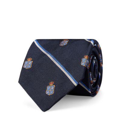 Ralph Lauren Striped Silk Narrow Club Tie Navy