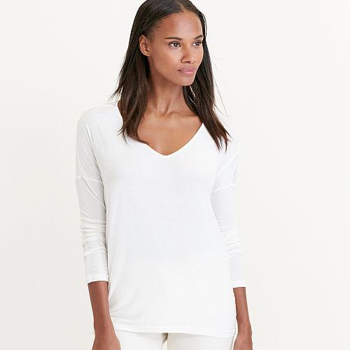 Ralph Lauren Lauren Jersey V-neck Tee Antique Ivory