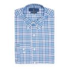 Ralph Lauren Slim Plaid Broadcloth Shirt Light Blue/royal Multi