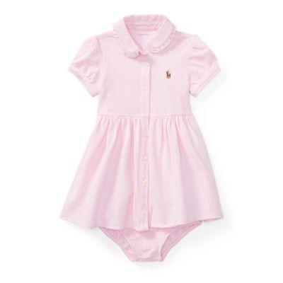 Ralph Lauren Knit Oxford Dress & Bloomer Carmel Pink 3m