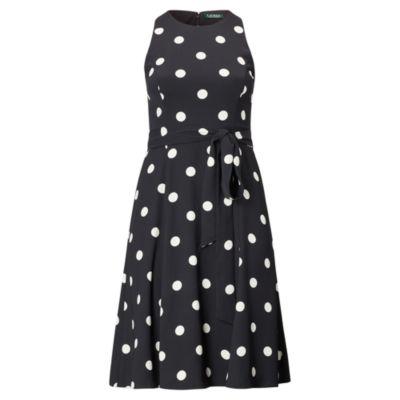 Ralph Lauren Crepe Fit-and-flare Dress Black/colonial Cream
