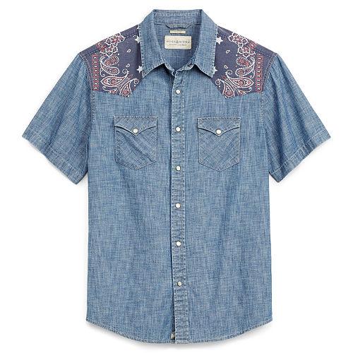 Ralph Lauren Denim & Supply Slim Chambray Western Shirt Caspian Wash