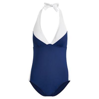 Ralph Lauren Slimming Halter One-piece Suit Sapphire
