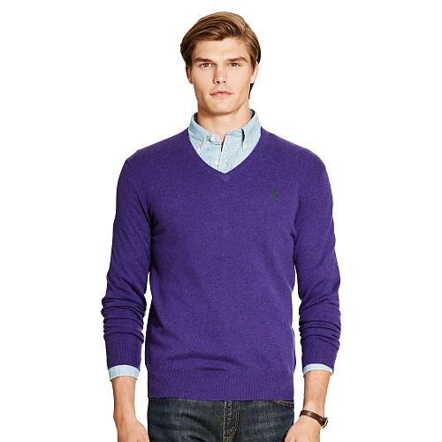 Polo Ralph Lauren Merino Wool V-neck Sweater Violet Heather