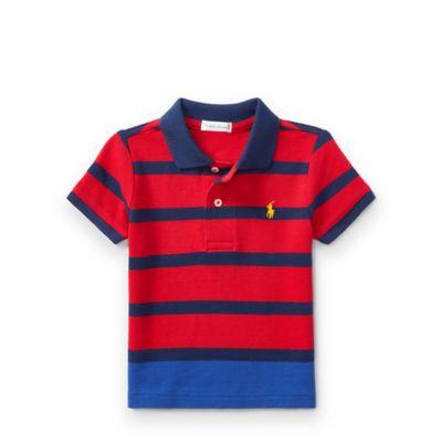 Ralph Lauren Striped Cotton Mesh Polo Shirt Signal Red Multi 3m