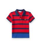 Ralph Lauren Striped Cotton Mesh Polo Shirt Signal Red Multi 3m