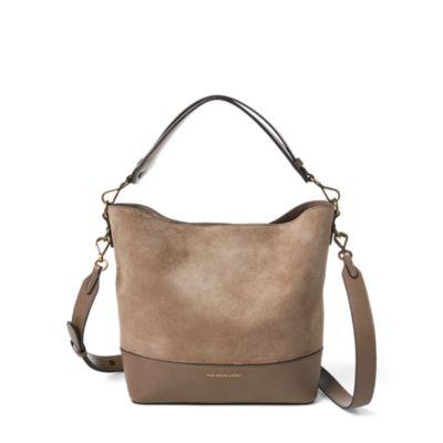Ralph Lauren Small Suede Leather Hobo Bag Taupe