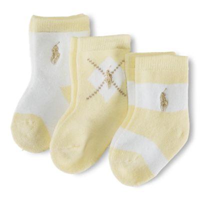 Ralph Lauren Argyle Rugby Terry 3-pack Light Yellow Multi 0-6m