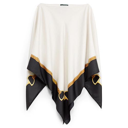 Ralph Lauren Lauren Bridle-print Twill Poncho Cream/black Border