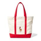 Ralph Lauren Canvas Big Pony Tote Natural/red