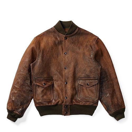 Ralph Lauren Rrl Leather Aviator Jacket Brown