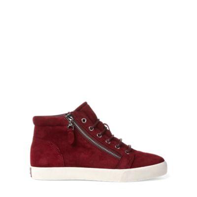 Ralph Lauren Reace Suede Sneaker Merlot