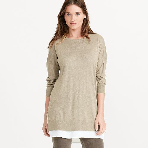 Ralph Lauren Lauren Petite Layered Long-sleeve Sweater Hayfield Heather