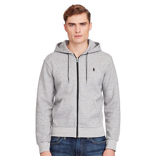 Polo Ralph Lauren Double-knit Full-zip Hoodie Salt And Pepper Heathr
