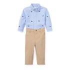 Ralph Lauren Oxford Mesh Shirt & Chino Set Blue Multi 3m