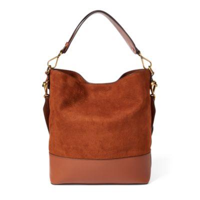 Ralph Lauren Nubuck Leather Hobo Bag Saddle