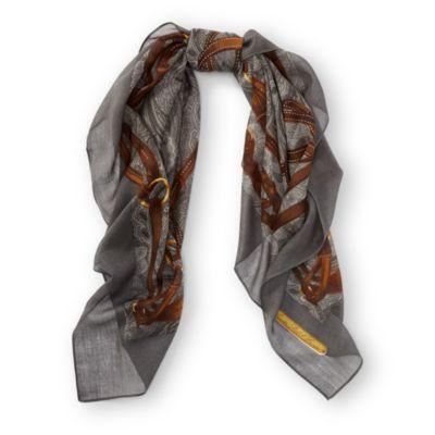 Ralph Lauren Bridle-print Wool Scarf Sterling Grey