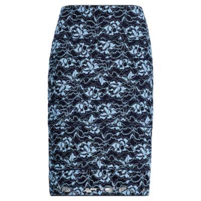 Ralph Lauren Scalloped Lace Pencil Skirt Blue/navy