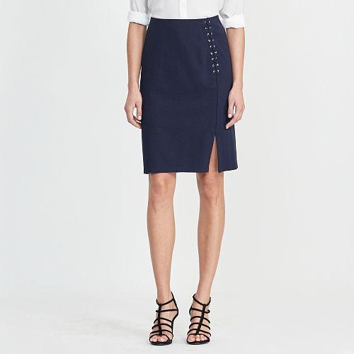 Ralph Lauren Lauren Petite Ponte Pencil Skirt Navy