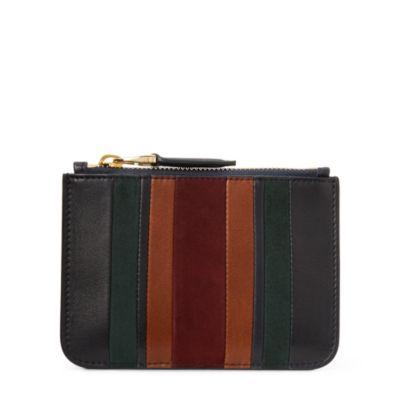 Ralph Lauren Striped Suede Mini Zip Pouch Navy Multi