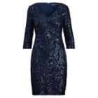 Ralph Lauren Metallic Patterned Dress Indigo/indigo Shine
