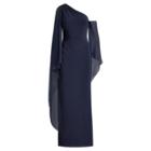 Ralph Lauren Georgette Cape Gown Lighthouse Navy