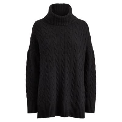 Ralph Lauren Cable Cashmere Turtleneck Polo Black